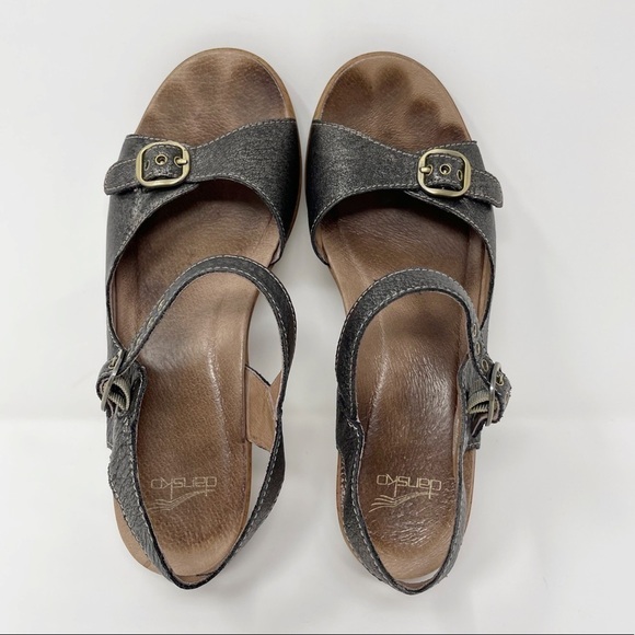 Dankso Joanie Sandals Pewter Burnished Metallic Leather - Picture 5 of 9